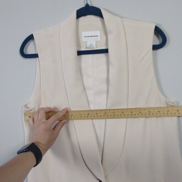 Club Monaco Coat Long Vest Women S Pink Viscose Blend One-Button Office 466 - Picture 8 of 12